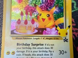 2021 Pokemon Celebrations Birthday Pikachu #24 Classic Collection Holo - Image 3