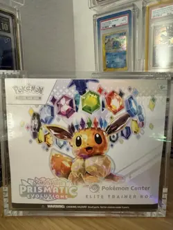 2025 Pokemon Prismatic Evolutions Pokemon Center Sealed ETB - with Acrylic - Image 1
