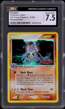 2007 Pokemon Ex Power Keepers Reverse Holo Armaldo #3 CGC 7.5 - Image 1
