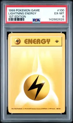 1999 POKEMON GAME 1ST ED #100 LIGHTNING ENERGY PSA 6 - Image 1