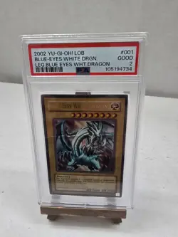 Yugioh! PSA 2 2002 Blue-Eyes White Dragon LOB-001 Ultra Unlimited Free Shipping - Image 1