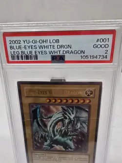 Yugioh! PSA 2 2002 Blue-Eyes White Dragon LOB-001 Ultra Unlimited Free Shipping - Image 2