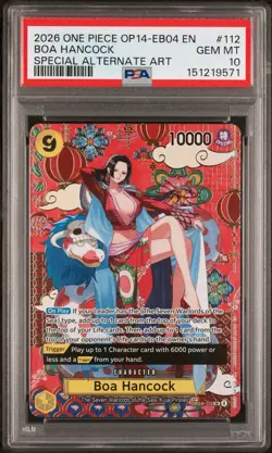 2026 ONE PIECE OP14-EB04-THE AZURE SEA'S SEVEN #112 Boa Hancock PSA 10 GEM MINT - Image 2
