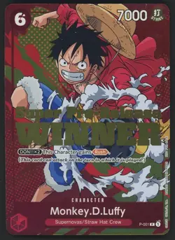2022 ONE PIECE PROMOS SUPER PRE-RELEASE-WINNER #001 MONKEY D. LUFFY - Image 1