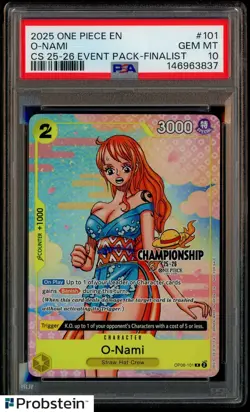 2025 One Piece EN Championship 25-26 Event Pack Finalist #101 O-Nami PSA 10 - Image 1