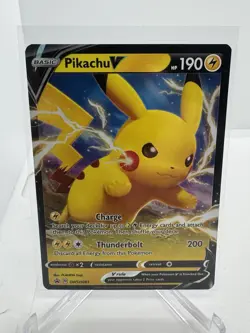 Pokemon TCG Pikachu v SWSH061 Full Art Holo Card Sword and Shield Promo - Image 1