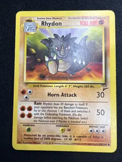 Rhydon 59/130 Base Set 2 Uncommon Pokemon Card TCG Card - Image 1