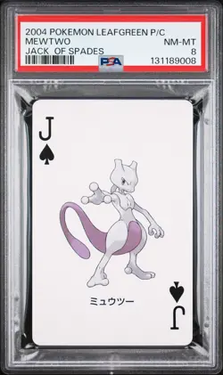 2004 POKEMON LEAFGREEN VERSION PLAYING CARDS JACK OF SPADES MEWTWO PSA 8 - Image 1