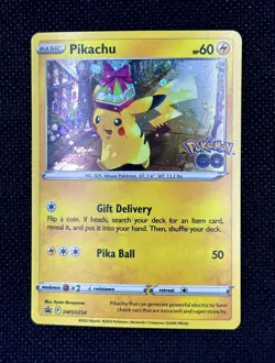 Pikachu SWSH234 Pokemon GO Cosmos Holo Black Star Promo Pokemon Card NM - Image 1