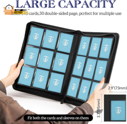 Trading Card Binder, 9 Side Loading Pocket Card Album Hold up to 540 Ca - Image 5