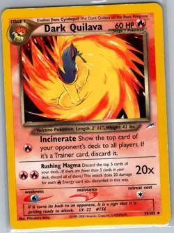 Dark Quilava 39/105 Non Holo Neo Destiny - Pokemon Card - LP - Image 1