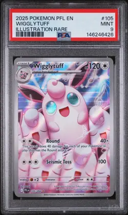 2025 Pokemon Pfl En-Phantasmal Flames #105 Wigglytuff Illustration Rare PSA 9 - Image 1