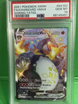 2021 POKEMON SWORD & SHIELD SHINING FATES SV107 FULL ART/CHARIZARD VMAX PSA10 - Image 1