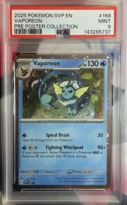 Pokemon TCG: Vaporeon 168 PRE Poster Collection Black Star Promo PSA 9 - Image 1