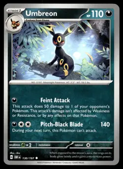 Umbreon 130/197 Pokemon SV03: Obsidian Flames Non Holo - Image 1