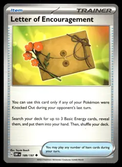 Letter of Encouragement 189/197 Pokemon SV03: Obsidian Flames Non Holo - Image 1