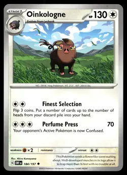 Oinkologne 184/197 Pokemon SV03: Obsidian Flames Non Holo - Image 1