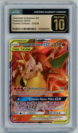 2019 Pokemon Cosmic Eclipse Charizard & Braixen GX #22 CGC Pristine 10 - Image 1