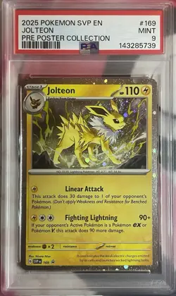 Pokemon TCG: Jolteon 169 PRE Poster Collection Black Star Promo PSA 9 - Image 1