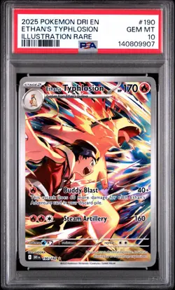 Ethan’s Typhlosion #190 PSA 10 Gem Mint Illustration Rare 2025 Pokemon DRI EN - Image 1