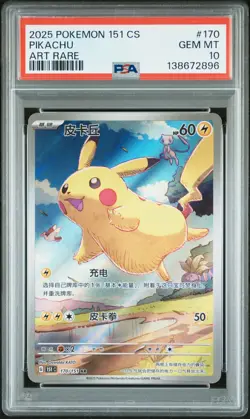 2025 POKEMON SIMPLIFIED CHINESE 151 C-COLL 151 ART RARE #170 PIKACHU PSA 10 - Image 1