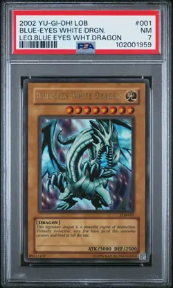 2002 YU-GI-OH! LOB-LEGEND OF BLUE EYES WHITE DRAGON BLUE-EYES WHITE DRAGON PSA 7 - Image 1