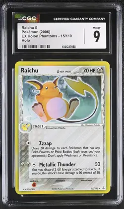 CGC 9 MINT Raichu 2006 EX Holon Phantoms 15/110 Holo Pokemon Card - Image 1