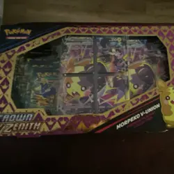 Pokemon Crown Zenith Morpeko V-Union Playmat Box 5 Boosters Promo Cards - Image 1