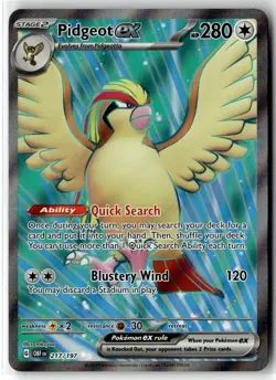Pidgeot ex ⭐ 217/197 Holo Ultra Rare Obsidian Flames 2023 Pokemon NM - Image 1