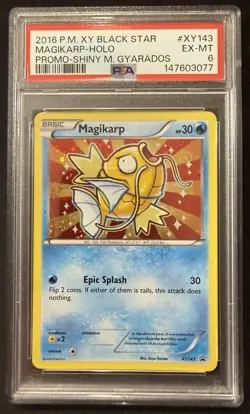 2016 Pokemon XY Black Star Promo Shiny Mega Gyarados #XY143 Magikarp Holo PSA 6 - Image 1