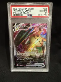 PSA 10 GEM MINT Mimikyu VMAX 069/172 Brilliant Stars Ultra Rare Holo Pokemon TCG - Image 1