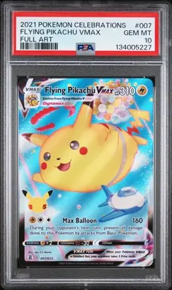 2021 POKEMON CELEBRATIONS #007 FLYING PIKACHU VMAX FULL ART PSA 10 - Image 1