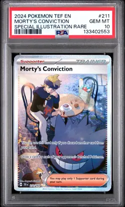 2024 POKEMON TEF EN-TEMPORAL FORCES #211 MORTY'S CONVICTION PSA 10 - Image 1