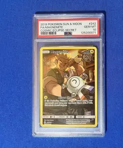 2019 POKEMON SUN & MOON COSMIC ECLIPSE SECRET #242 FULL ART/MAGNEMITE PSA 10 - Image 1