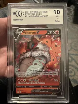 Volcarona V 2021 Pokemon Sword Shield Evolving Skies BCCG Mnt 10 Holo Ultra Rare - Image 1