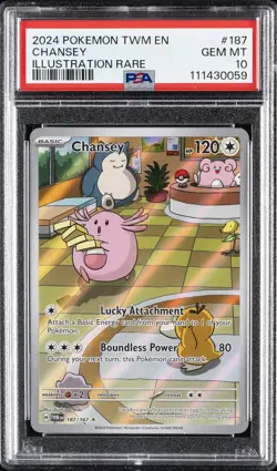 2024 POKEMON TWM EN-TWILIGHT MASQUERADE ILLUSTRATION RARE #187 CHANSEY PSA 10 - Image 1