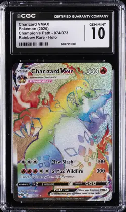 2020 POKEMON CHAMP'S PATH RAINBOW RARE - HOLO CHARIZARD VMAX CGC 10 GEM MINT - Image 1