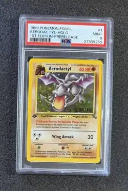1999 Pokemon Fossil - #1 Aerodactyl - 1st Edition - Prerelease- PSA 9 - Image 1