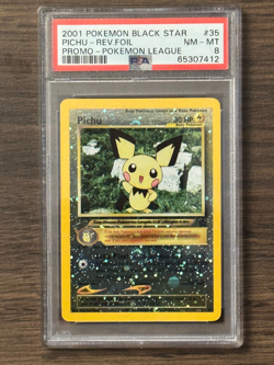 Pokemon Black Star Promo Pichu Reverse Holo N/M PSA8 PSA # 65307412 SWIRL - Image 1