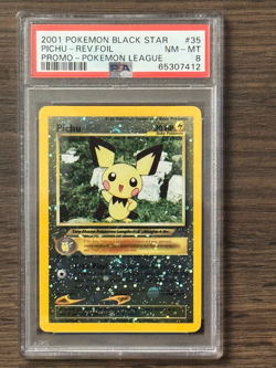 Pokemon Black Star Promo Pichu Reverse Holo N/M PSA8 PSA # 65307412 SWIRL - Image 3