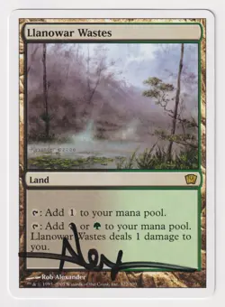 Signed Llanowar Wastes Proof LP 9th Edition Artist Rob Alexander MTG Magic AP! - Image 1
