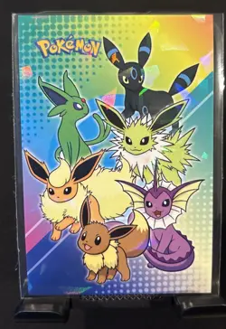 Rare Pokemon Shiny Full Art Eevee Evolution Low Pop Cracked Ice Holo Card ⭐ - Image 1