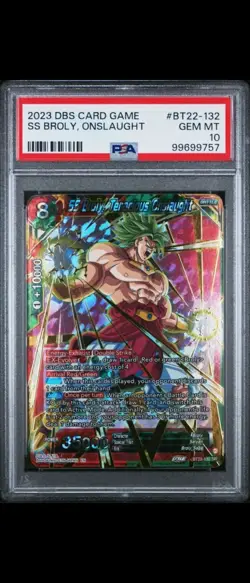 SS Broly Tenacious Onslaught BT22-132 SR Foil Dragon Ball Super Card Game PSA 10 - Image 1