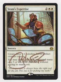 Gold Signed Sram's Expertise LP Aether Revolt Artist Kieran Yanner 2017 MTG Rare - Image 1