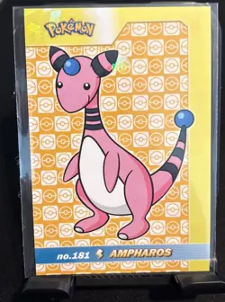 Rare Pokemon Shiny Full Art #181 Ampharos Low Pop Cracked Ice Holo Card ⭐ - Image 1
