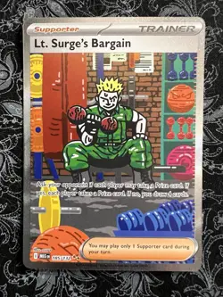 Lt. Surge’s Bargain Mega Evolution 185/132 Illustration Rare Pokemon Card - Image 1