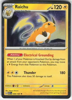 Raichu (Cosmos Holo) Rare Miscellaneous Cards & Products 026/165 LP-NM - Image 1