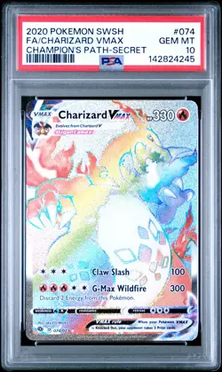 2020 POKEMON SWORD & SHIELD CHAMP'S PATH SECRET FULL ART/CHARIZARD VMAX PSA 10 - Image 1