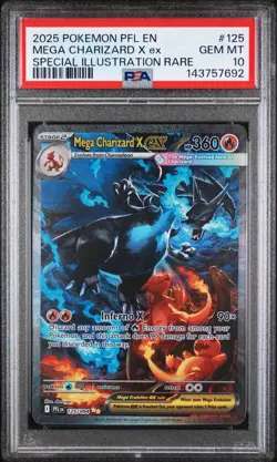 2025 POKEMON PHANTASMAL FLAMES SPECIAL ILLUSTRATION RARE MEGA CHARIZARD X PSA 10 - Image 1