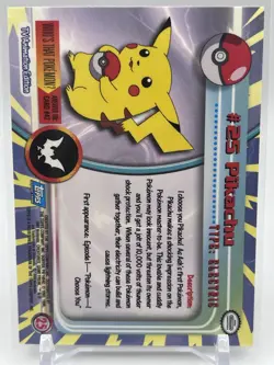Pikachu #25 • Pokemon Topps • Series 1 Blue Logo • Non-Holo • Near Mint NM - Image 2